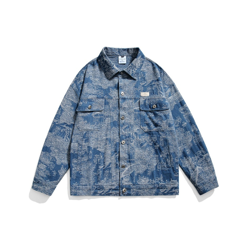 Unisex Jacket Men and Women Couple Loose Retro Washed Denim Jacket