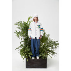 Unisex Jacket Spring and Autumn Embroidered Casual Jacket Men's and Women's Couple's Tops White Baseball Jacket