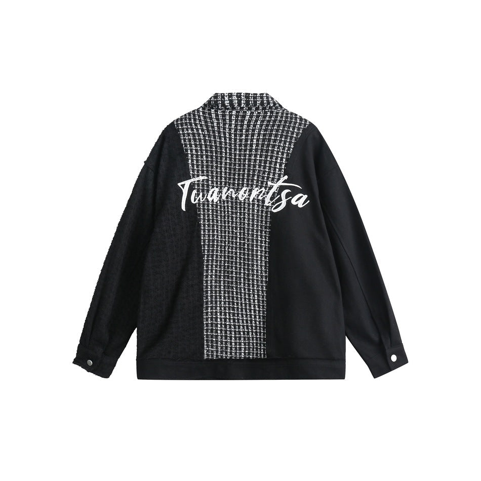 Unisex Jacket Houndstooth Coat Men and Women Loose Jacket