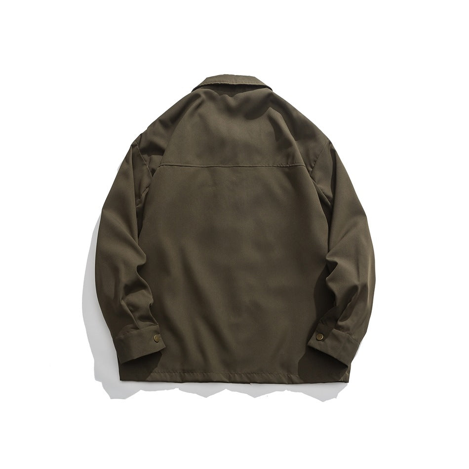 Unisex Jacket Vintage Coat Loose Casual Polo Collar Workwear Jacket