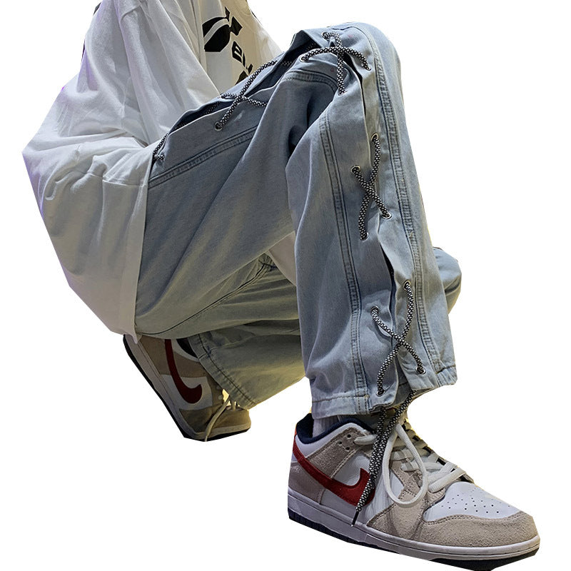 Men Jeans Spring and Autumn Straight Loose Denim Long Hip Hop Wide Leg Pants