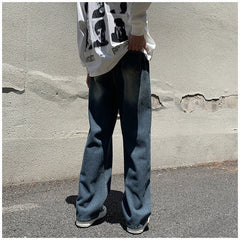 Men Jeans Retro Loose Straight-Leg Wide-Leg Pants