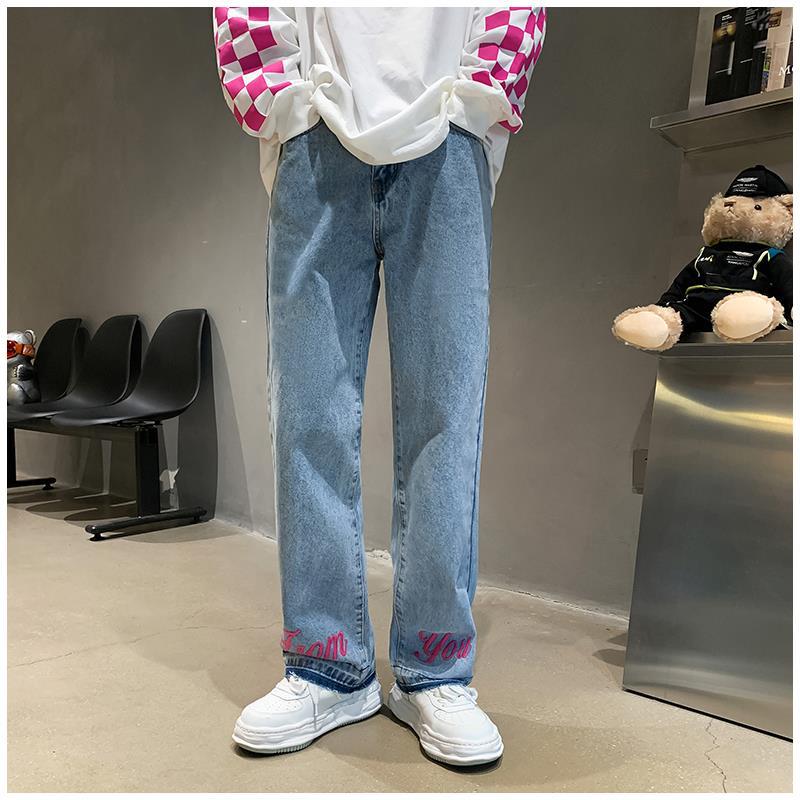 Men Jeans Vintage Jeans Men Autumn Embroidery Pants Baggy Straight Trousers