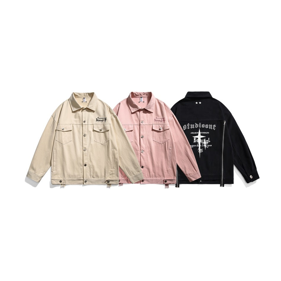 Unisex Jacket Vintage Zipper Loose Jacket