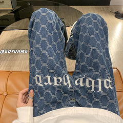 Men Jeans Vintage Jeans Men's Autumn Loose Straight Wide-Leg Pants Casual Pants