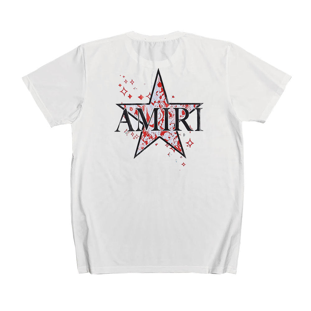 Amiri T Shirt Printed Casual Hip Hop Short-Sleeved T-shirt for Men