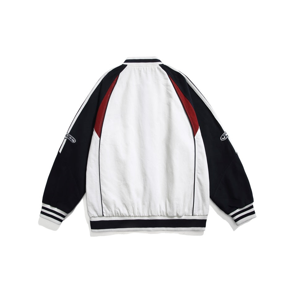 Unisex Jacket Vintage Baseball Collar Jacket Men and Women Loose Spring and Autumn Coat