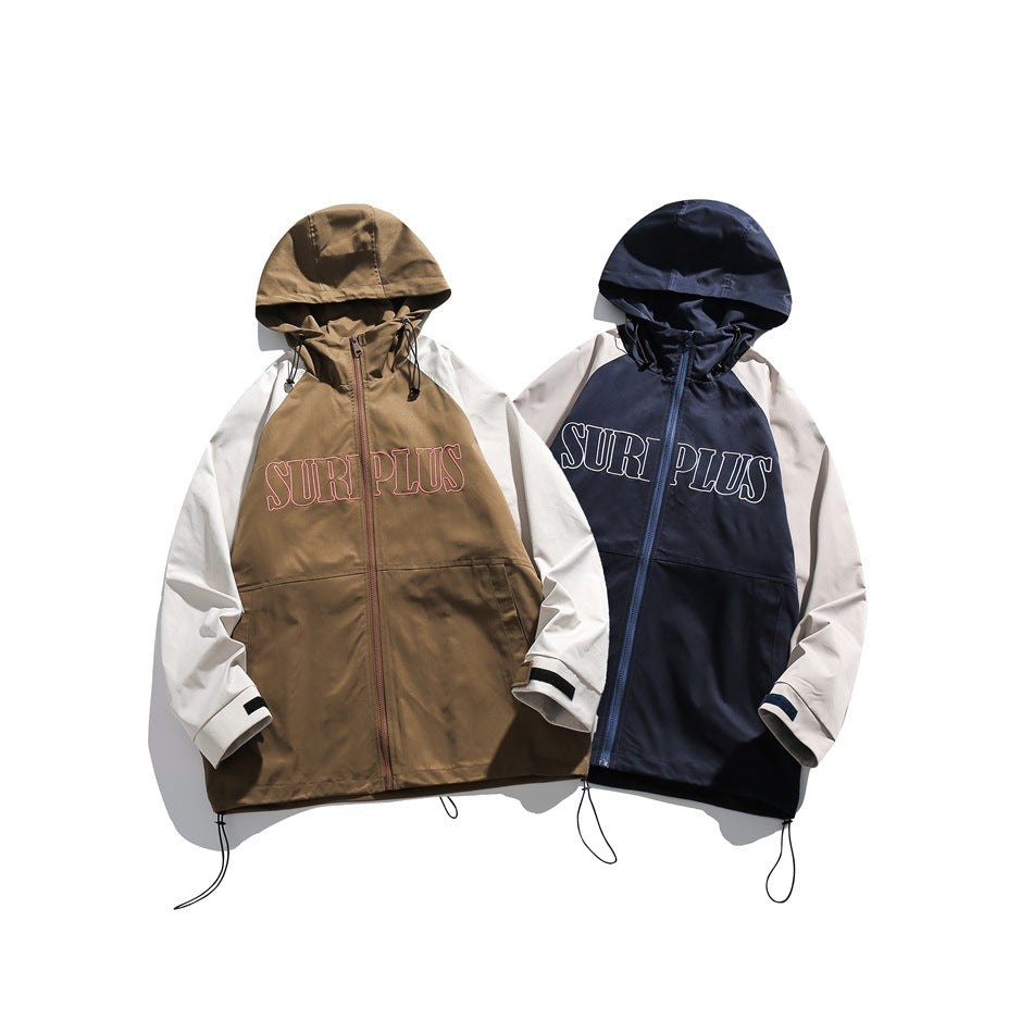 Unisex Jacket Retro Autumn Coat Loose Casual Hooded Jacket
