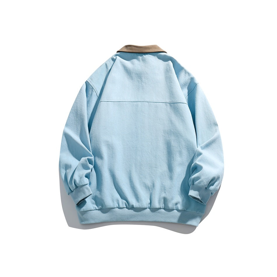 Unisex Jacket Vintage Coat Loose Casual Polo Collar Workwear Jacket