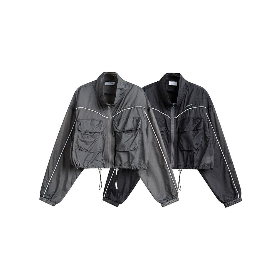 Unisex Jacket Stand Collar Jacket Sun Protection Top Women's Short Sports Jacket