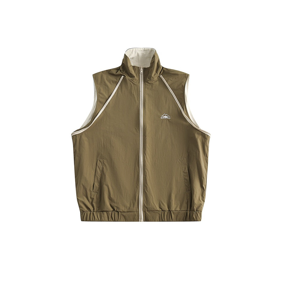 Unisex Jacket Stand-up Collar Sports Jacket Loose Splicing Coat