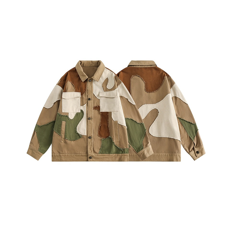 Unisex Jacket Retro Spring and Autumn Coat Loose Camouflage Jacket