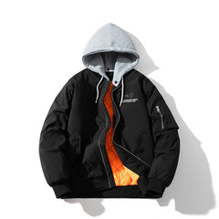 Men Vintage Jackets Loose Trend Baseball Jacket Padded Flight Suit Hooded