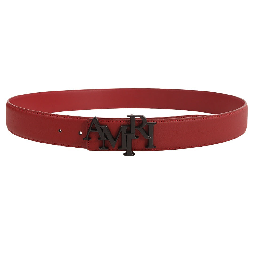 Amiri Belt Cross-border Popular Men's Belt Smooth  Neutral belt casual with jeans shipped with boxBuckle Letter Belt Youth Plaid Belt Trendy Casual Belt