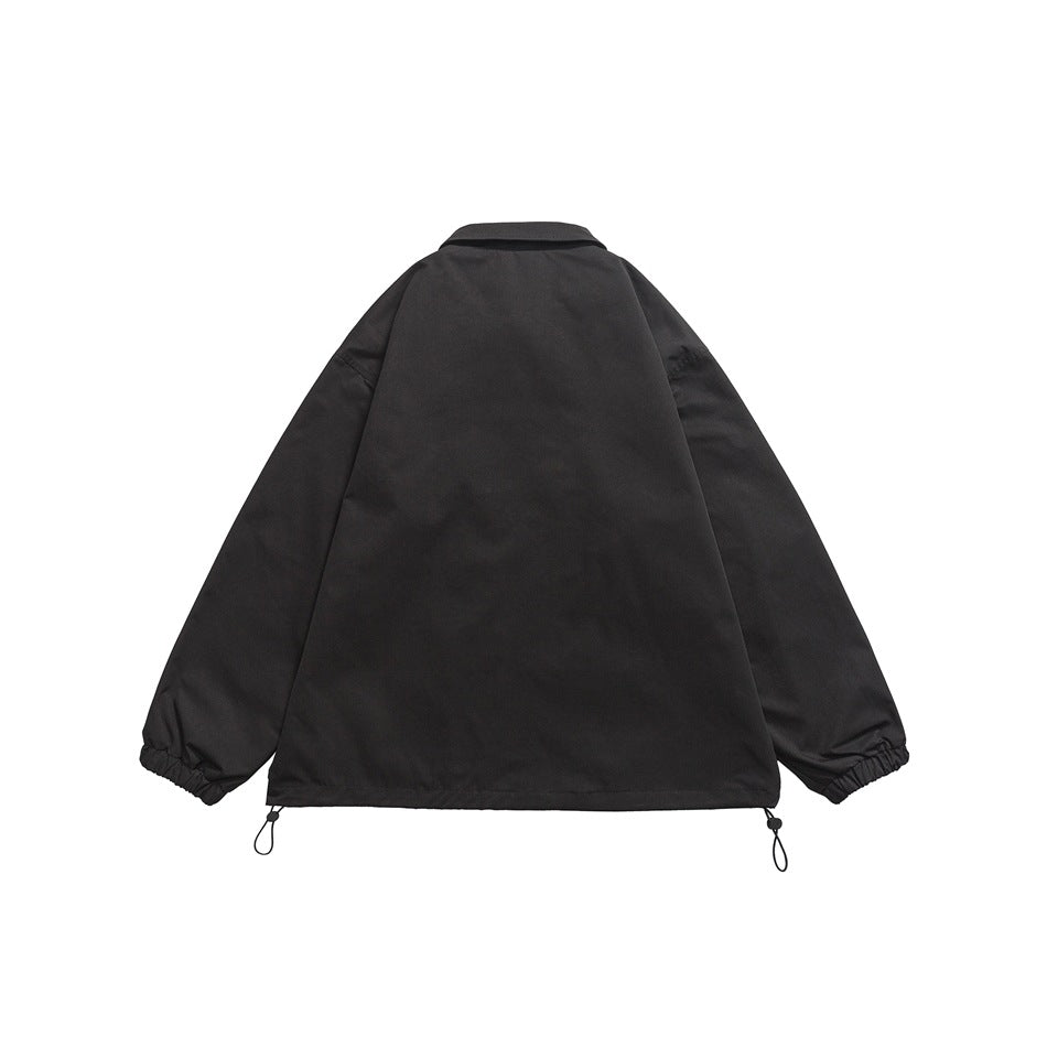 Unisex Jacket Spring and Autumn Coach Jacket Men's Loose Casual Polo Collar Coat