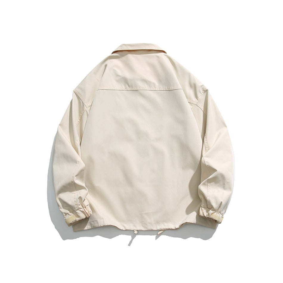 Unisex Jacket Casual Polo Collar Coat Loose Coach Jacket