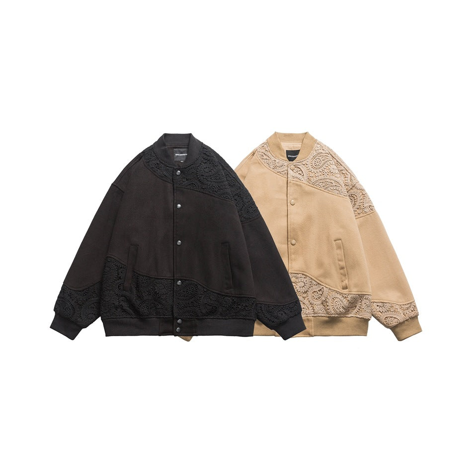 Unisex Jacket Vintage Baseball Jacket Men Baggy Coat