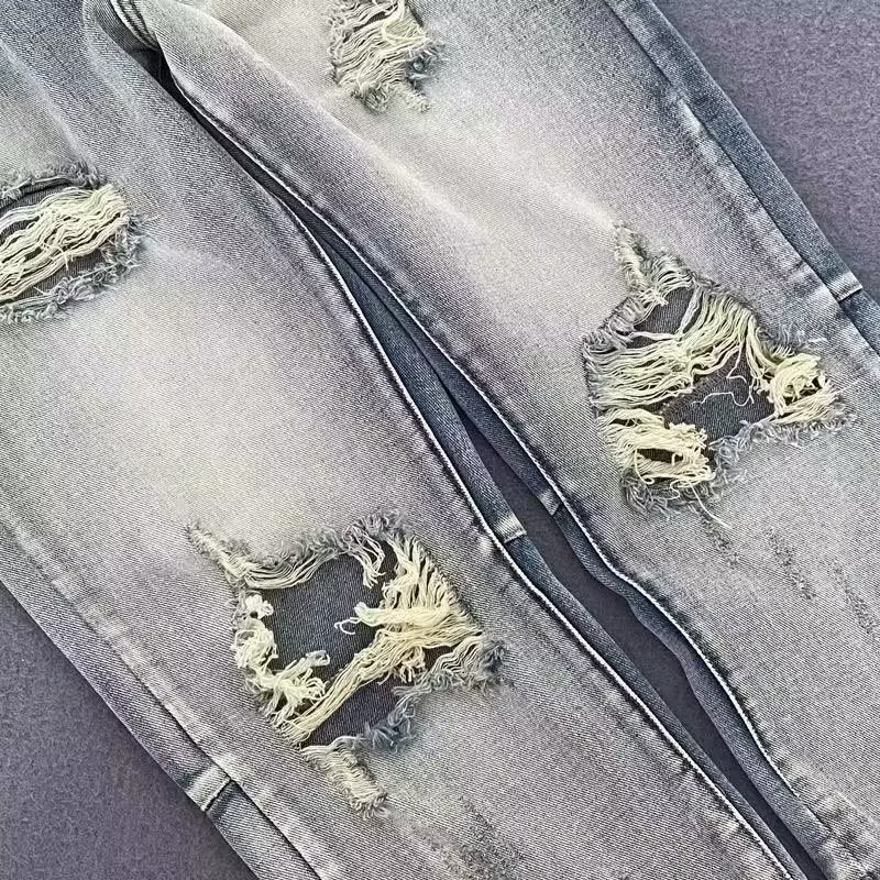 Men Jeans Split Ripped Jeans