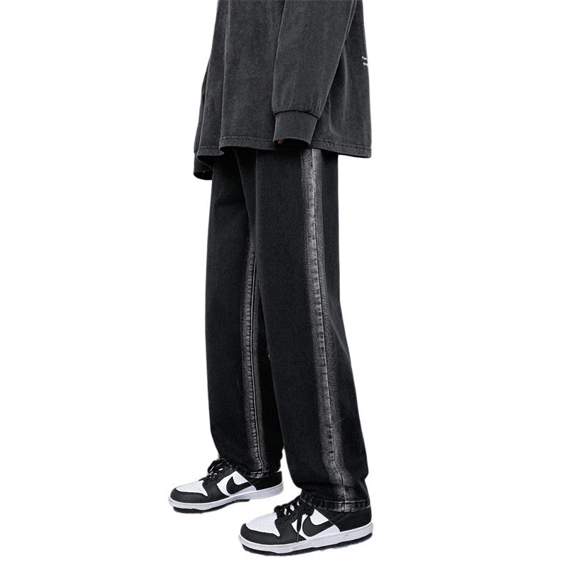 Men Jeans Washed Jeans Men's Spring Straight Loose Oversized Casual Trousers