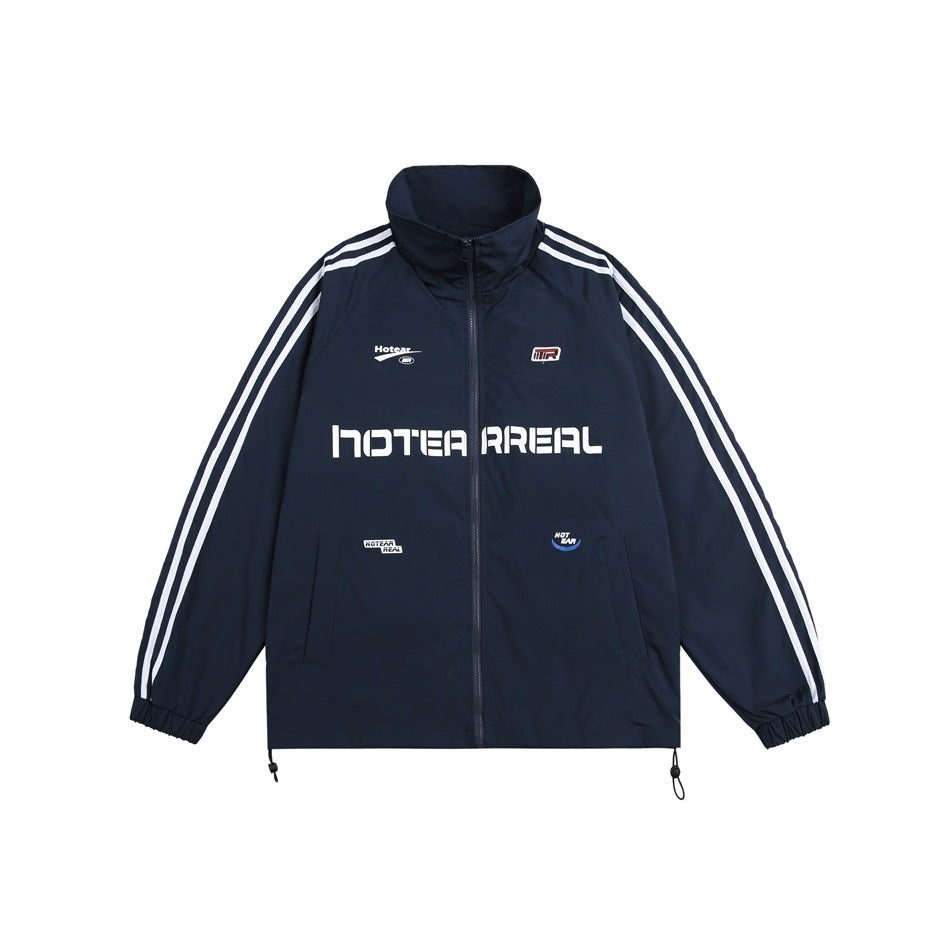 Unisex Jacket Retro Sports Casual Stand Collar Coat Men's and Women's Same Loose Autumn Jacket