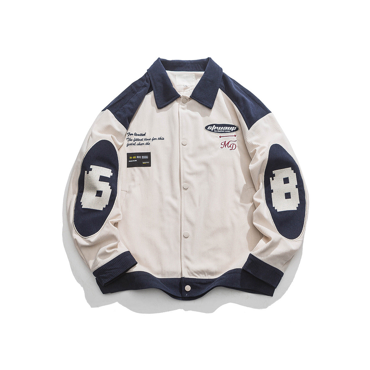 Unisex Jacket Embroidered Multi-Color Coat Loose Motorcycle Jacket