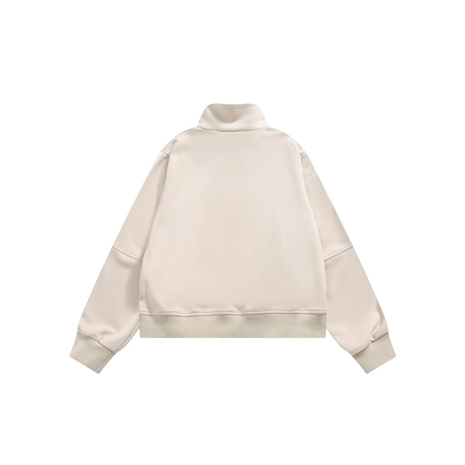 Unisex Jacket Vintage Jacket Loose Short Stand Collar Sports Jacket