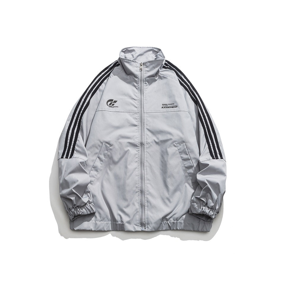 Unisex Jacket Vintage Cardigan Stand Collar Sports Jacket