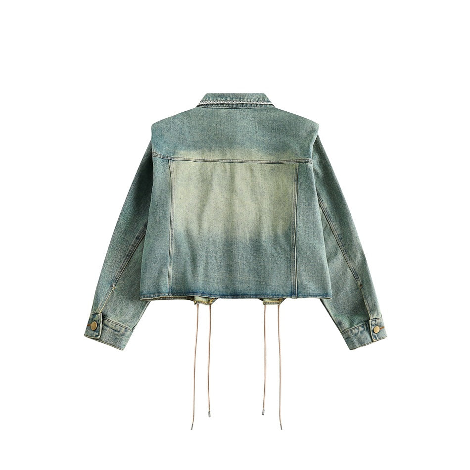 Unisex Jacket Retro Washed Denim Jacket Coat
