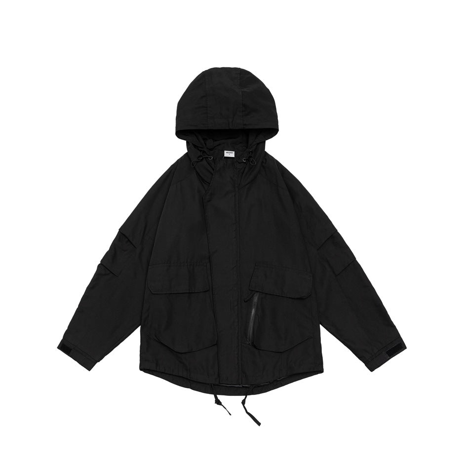 Unisex Jacket Vintage Sports Jacket for Men and Women Same Style Shell Jacket Loose Hooded Coat