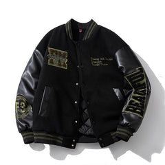Men Vintage Jackets Motorcycle Jacket Padded Baseball Suit Embroidered Flight Suit Jacket