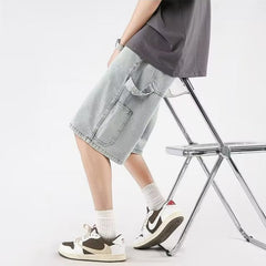Men Jeans Denim Shorts Men's Summer Casual Wide-Leg Pants