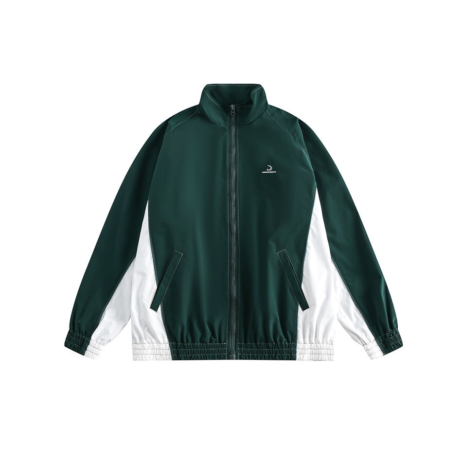 Unisex Jacket Spring and Autumn Vintage Sports Jacket for Men and Women Couple Splicing Coat
