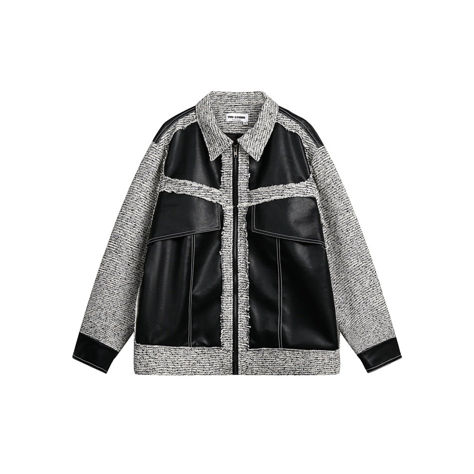 Unisex Jacket Retro Patchwork Jacket Loose Spring and Autumn Coat