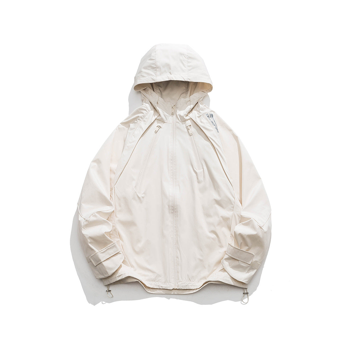Unisex Jacket Mechanical Style Men's Assault Jacket Loose Oblique Zipper Hooded Jacket Windproof Jacket