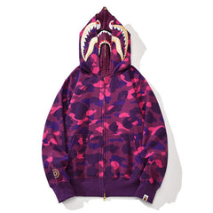 Bathing Ape Hoodie Gold Shark Double Hat Camouflage