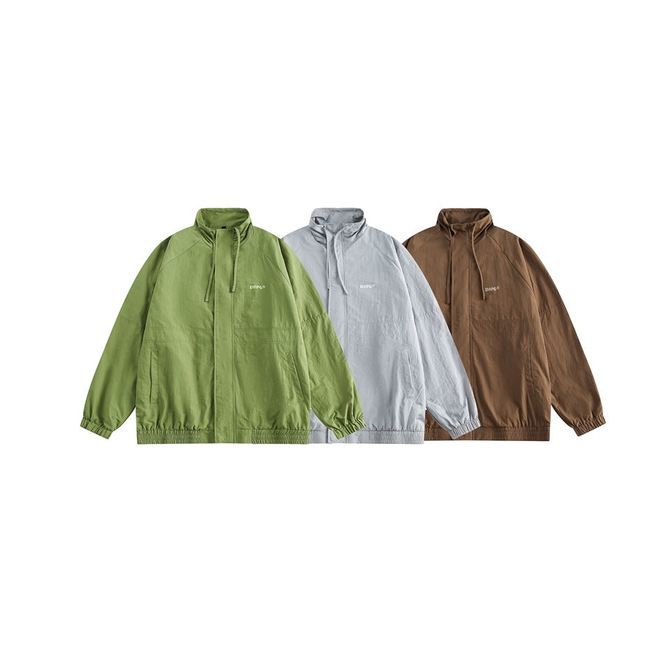 Unisex Jacket Simple Loose Retro Stand Collar Jacket Men's Coat