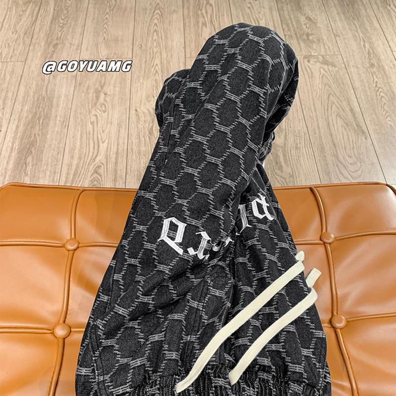Men Jeans Vintage Embroidered Jeans Men's Autumn Loose Straight Wide-Leg Pants