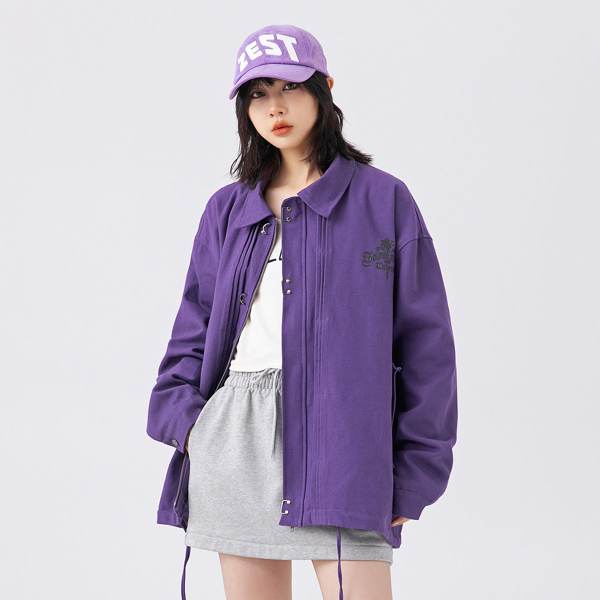 Unisex Jacket Workwear Jacket Lapel Loose Motorcycle Jacket