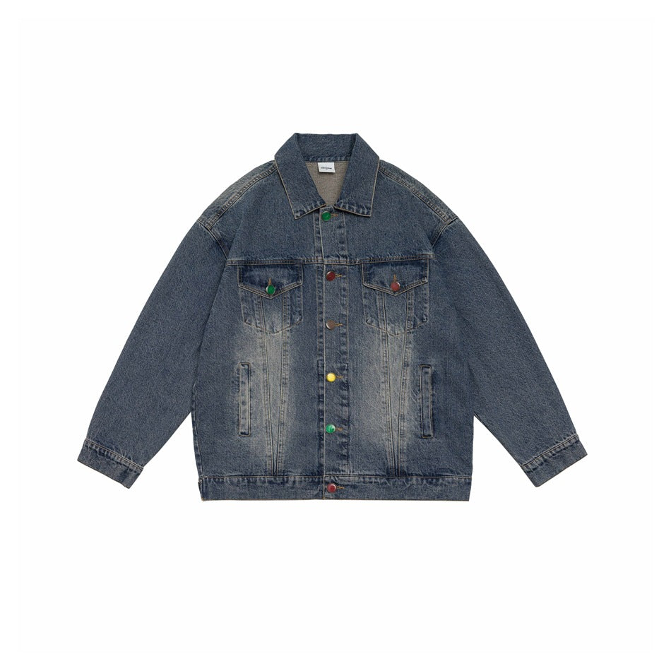 Unisex Jacket Casual Washed Denim Jacket Men and Women Couple Jacket
