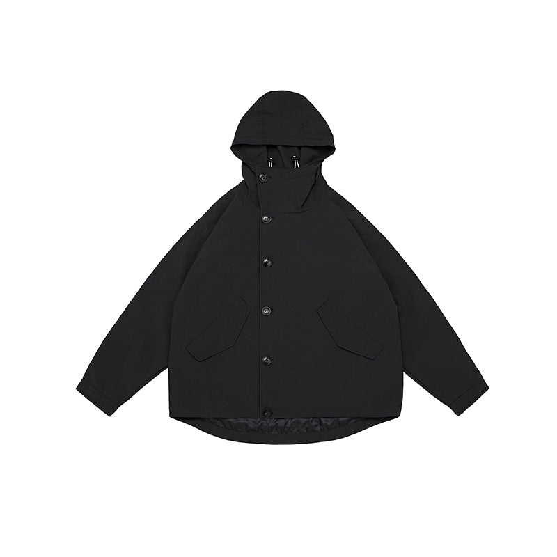 Unisex Jacket Hooded Sports Jacket Loose Outdoor Shell Jacket Mechanical Style Coat