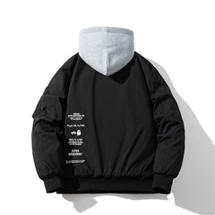 Men Vintage Jackets Loose Trend Baseball Jacket Padded Flight Suit Hooded