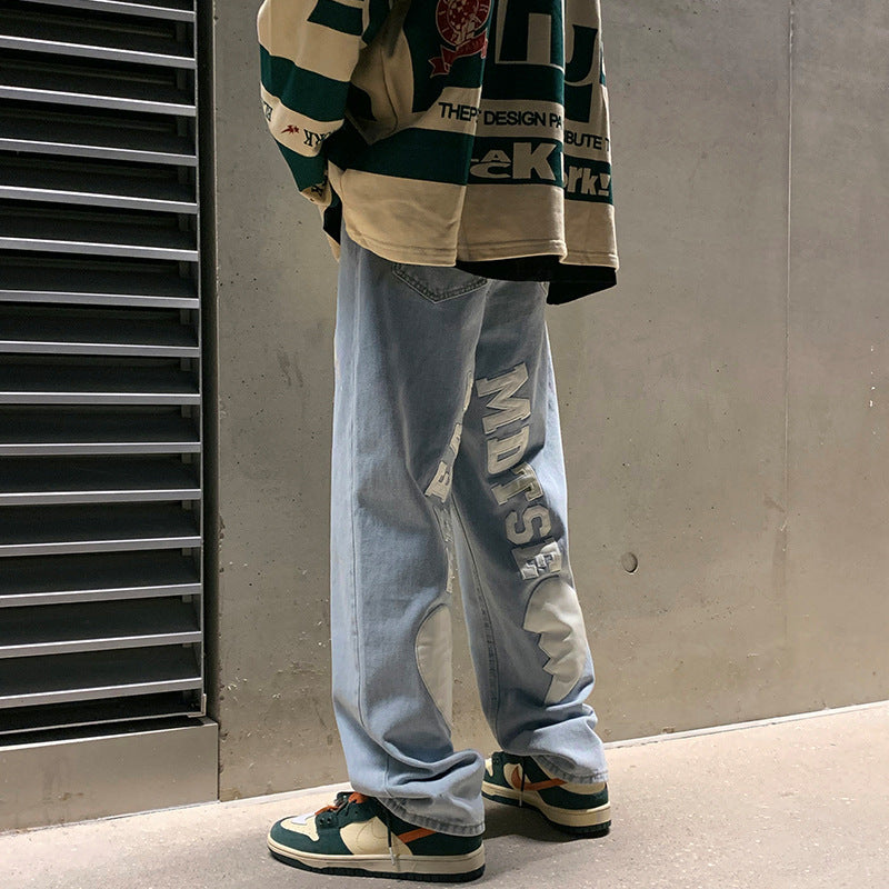 Men Jeans Spring and Autumn Loose Denim Trousers