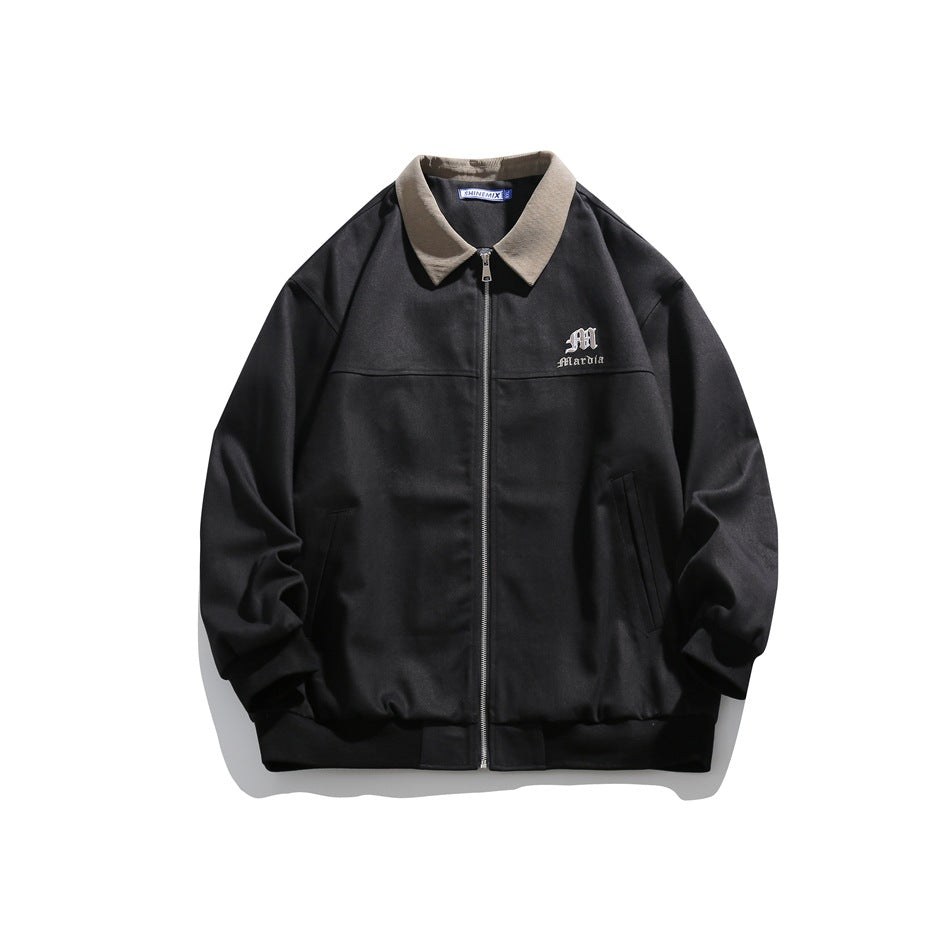 Unisex Jacket Vintage Coat Loose Casual Polo Collar Workwear Jacket
