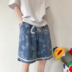 Men Jeans Shorts Men's Summer Loose Straight Shorts