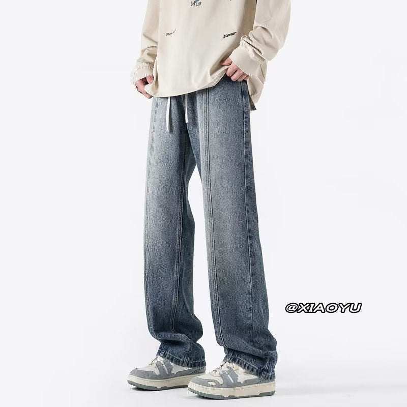 Men Jeans Retro Washed Jeans Spring Oversize Loose Straight Trousers