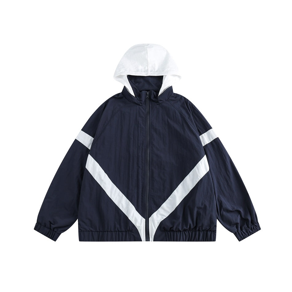 Unisex Jacket Retro Loose Exercise Hooded Coat Men's and Women's Stand Collar Jacket Top