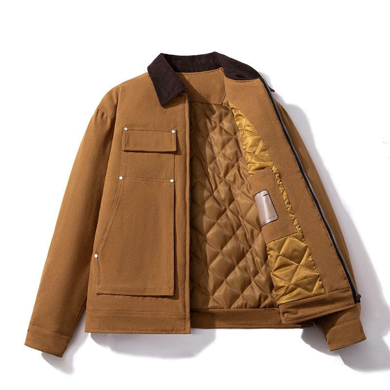 Men Vintage Jackets Vintage Tooling Jacket Women's Casual Lapel Padded Cotton