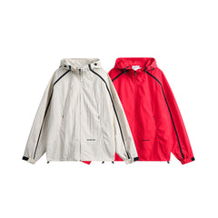 Unisex Jacket Retro Hooded Sports Jacket Men and Women Baggy Casual Jacket Shell Jacket