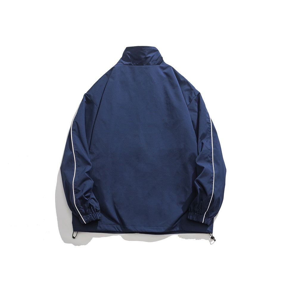 Unisex Jacket Autumn Vintage Coat Loose Casual Stand-up Collar Jacket