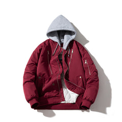 Mens Vintage Jackets Fall/Winter Air Force Pilot Jacket Hooded Baseball Uniform